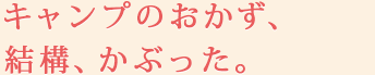 キャンプのおかず、結構、かぶった。