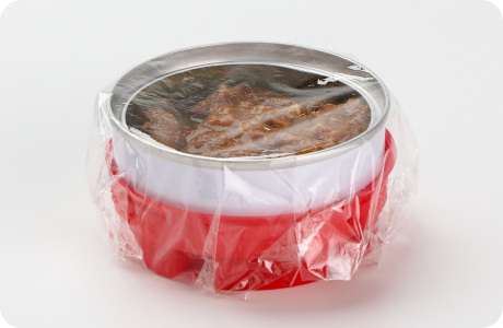 液はね防止のため、必ずラップをかける